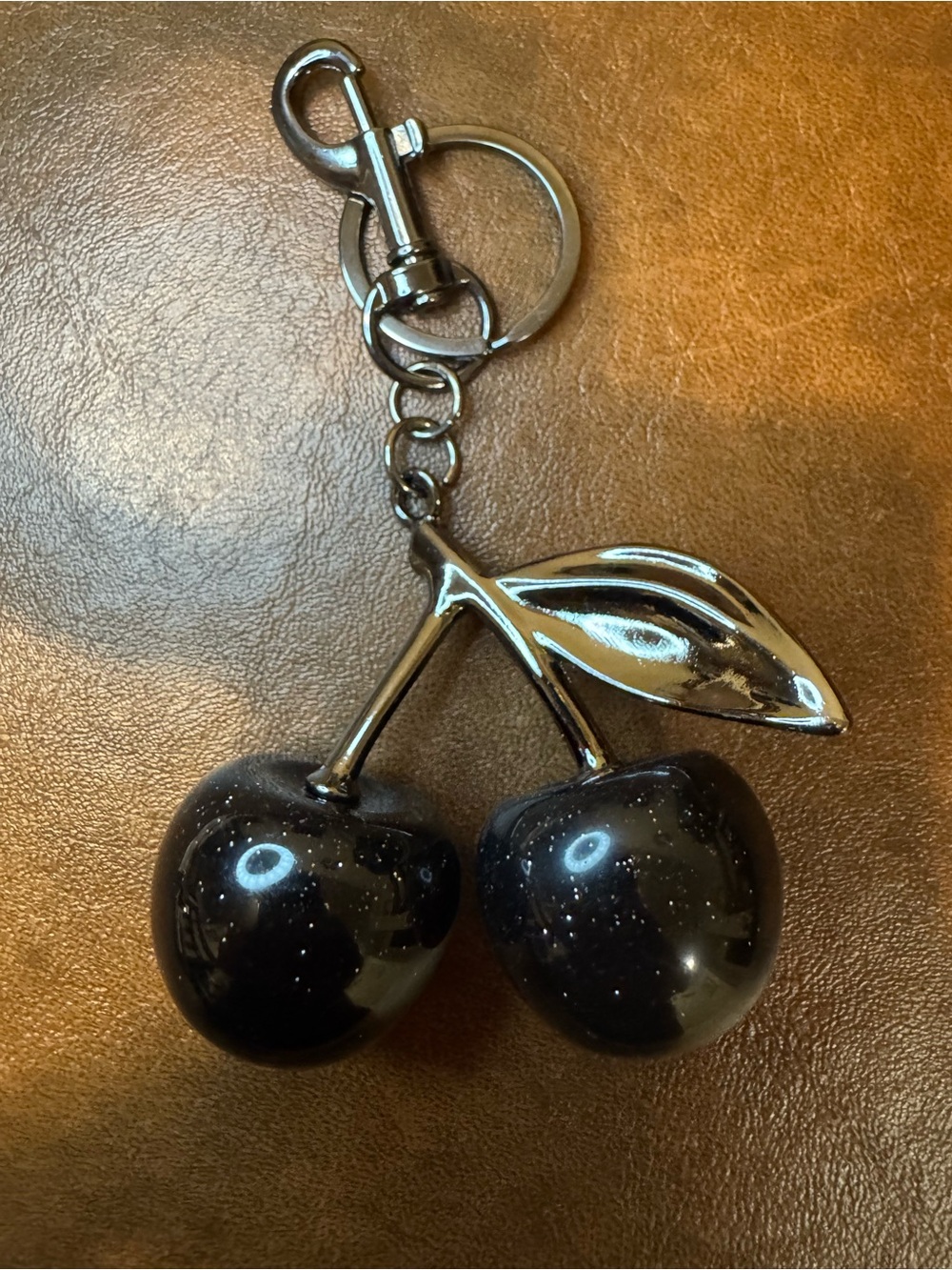 NWT Black Glitter Cherry Bag Charm  🍒
